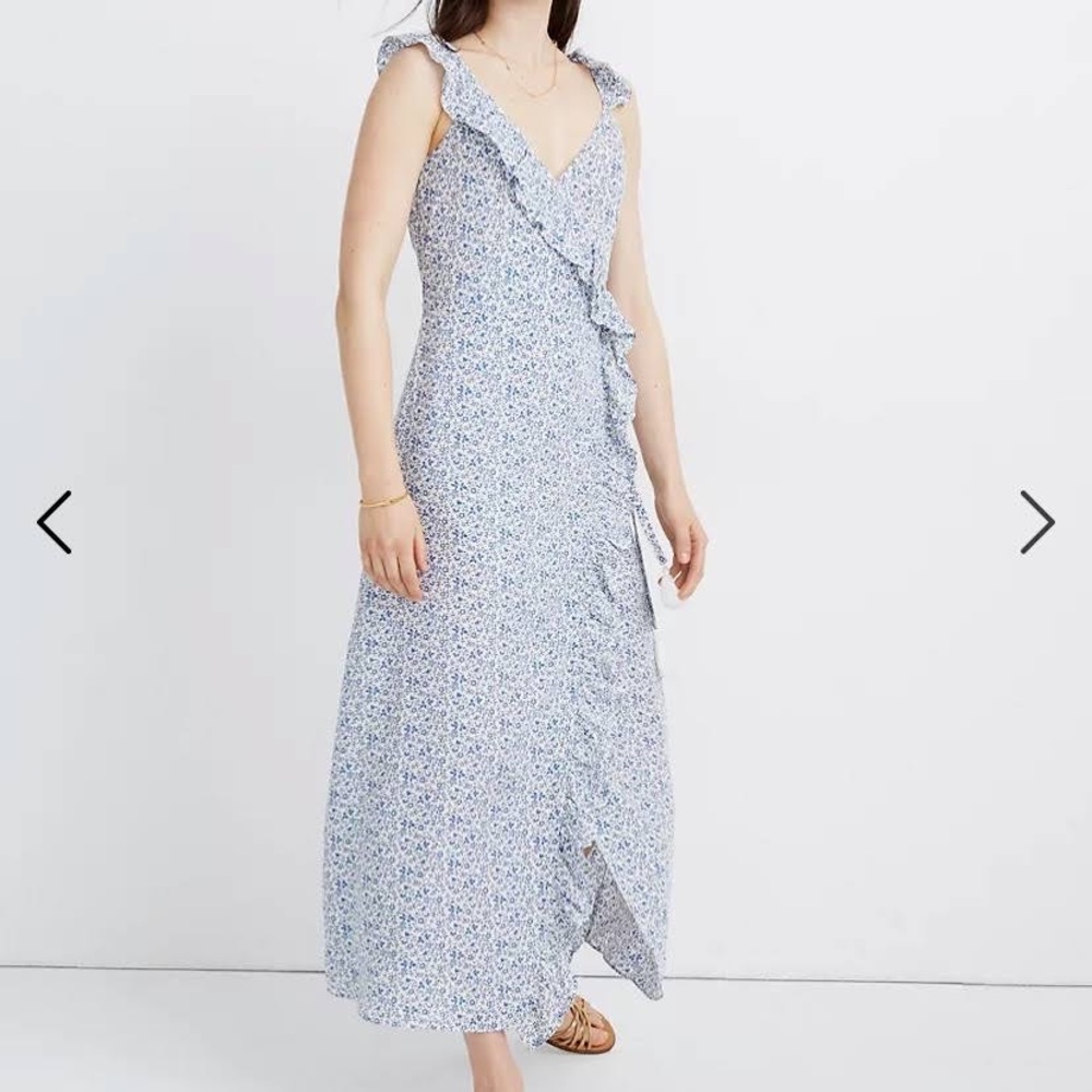 NWT Madewell blue printed floral maxi dress
